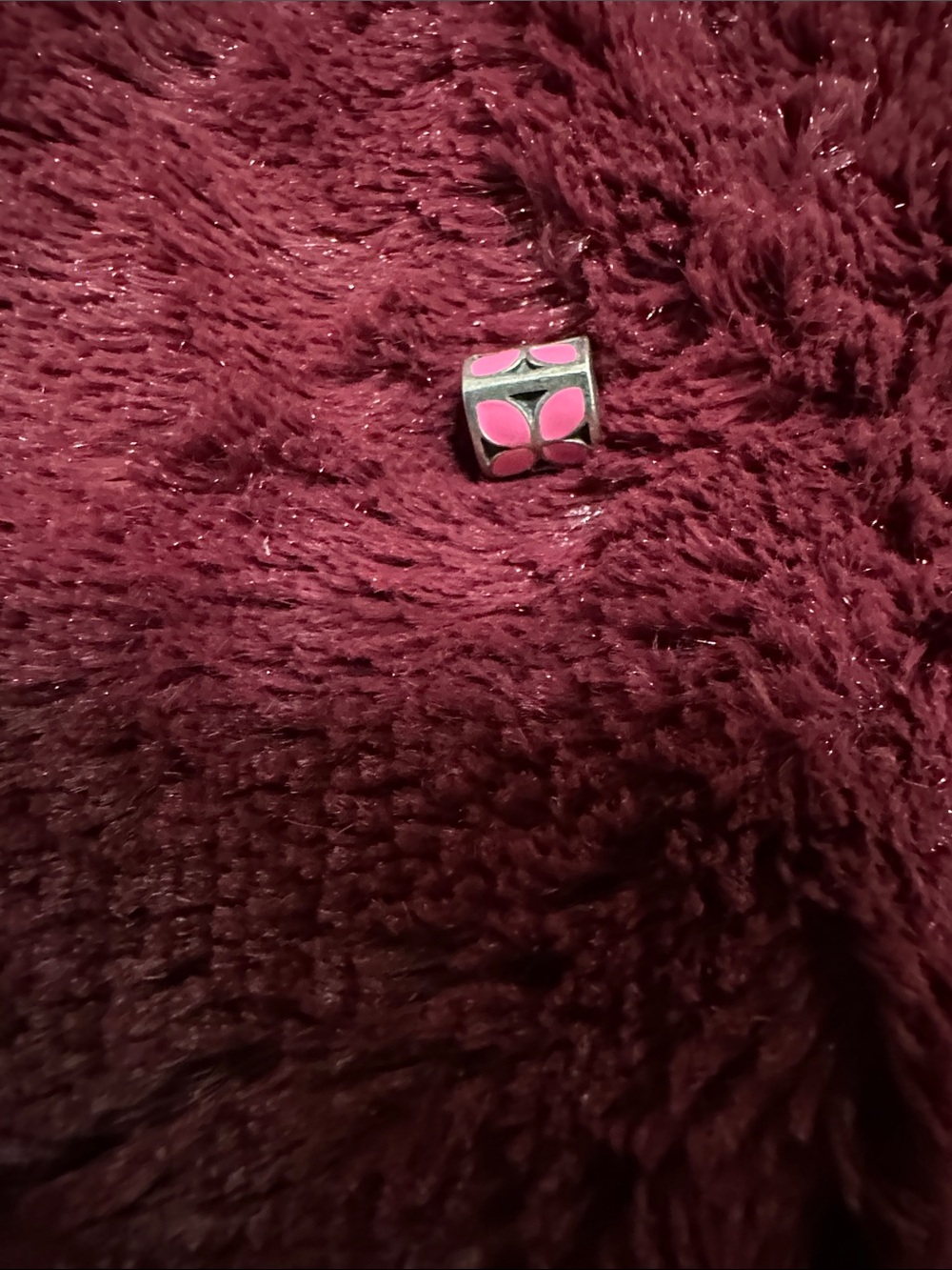 Pandora Silver Charm with Pink Enamel Petals
